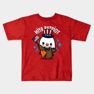 Proud American Independence Day Cute Kawaii Patriotic American Eagle Cartoon Kids T-Shirt